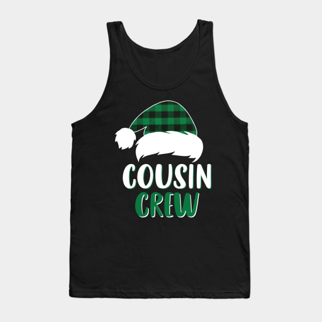 Cousin Crew Green Plaid Santa Hat Family Matching Christmas Pajama Tank Top by Sincu